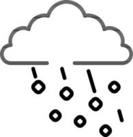 Rainy Cloud with Hailstones Fall icon in Black Line Art. vector