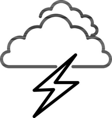 Cloud Lightning Icon in Black Thin Line.