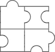 Black outline Jigsaw or Puzzle icon on white background. vector