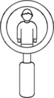 Line art Man search icon in flat style. vector