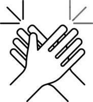 Black line art illustration of High five hands icon. vector