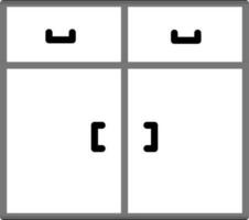 Cabinet or Drawer icon in line art. vector