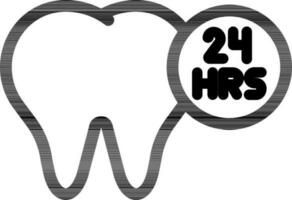 24 HRS Dental Service icon in thin line art. vector