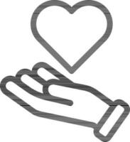Heart Donation icon in thin line art. vector