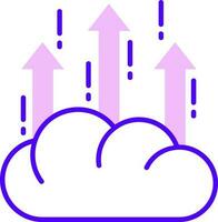 Illustration of Cloud with up arrow icon in blue and pink color. vector