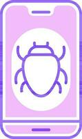 Vector illustration of Bug in smartphone screen icon.