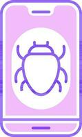 Vector illustration of Bug in smartphone screen icon.