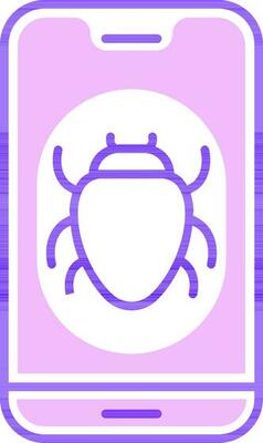 Vector illustration of Bug in smartphone screen icon.