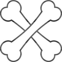 Thin line art Crossbones icon on white background. vector