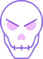 Illustration of Human skull head icon in blue color. vector