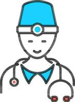 Illustartion of Male doctor icon in  black and blue color. vector