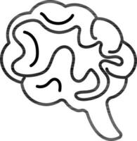 Illustration of Human brain icon in black line art. vector