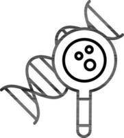 Illustration of DNA Search icon in black line art. vector