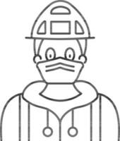 Black outline Construction man icon in flat style. vector