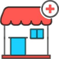 médico tienda o Tienda icono en rojo y azul color. vector