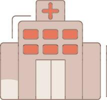 Illustration of Hospital Building icon in brown and orange color. vector