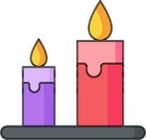 Illuminated candles icon in red and purple color. vector