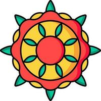 Colorful Rangoli icon in flat style. vector