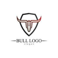 Aplicación de iconos de plantilla de logotipo y símbolos de cuerno de toro y búfalo vector