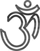 Ohm sign or symbol in thin line art. vector