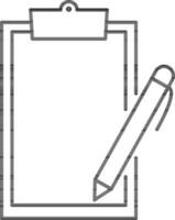 Flat style Clipboard with Pen icon in line art. vector