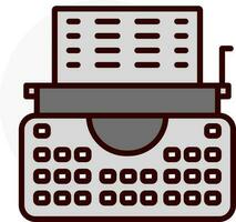 Grey Typewriter icon in flat style. vector