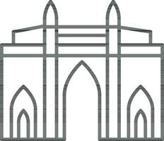 Line art Fort gate icon in flat style. vector