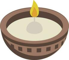 Beautiful oil lamp icon in brown and yellow color. vector