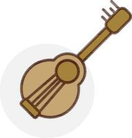 Flat Style Guitar icon on grey round shape. vector