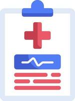 Medical document paper on clipboard icon in red and blue color. vector