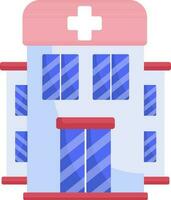 Illustration of Hospital building icon in red and blue color. vector