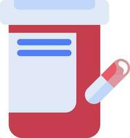 rojo y azul píldora botella icono en blanco antecedentes. vector