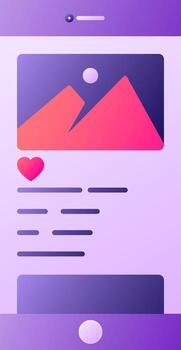View or image in smartphone screen icon in purple and red color. vector