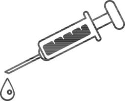 Thin line Syringe with Drop icon on white background. vector