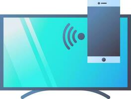 Wifi connect lcd tv and smartphone icon in flat style. vector