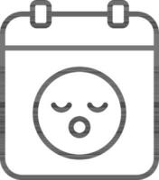 Illustration of Baby on Calendar Icon in Line Art. vector