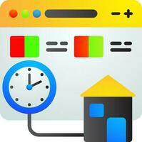 Clock Connect with Home on Web Page Screen icon in colorful color. vector