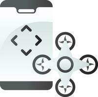 Drone camera control with smartphone icon in gray color. vector