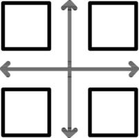 Four divide arrow infographic with square part icon in thin line art. vector