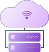Wifi connected with cloud and server icon in purple color. vector