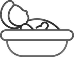 Baby Bathing Tub Icon in Thin Line Art. vector