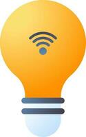 Wifi connected electric bulb icon in orange and gray color. vector