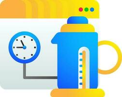 Vector illustration of Smart kettle connect clock on web page icon.