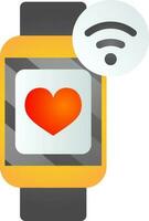 Illustration of Wifi connected smartwatch with heart shape icon. vector