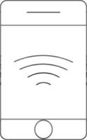 Wifi Connected Smartphone Icon in Black Line Art. vector