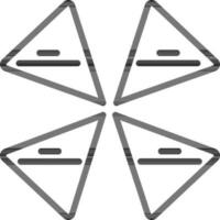 Black line art illustration of Connect four triangle icon. vector