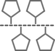 Line art illustration of Four step workflow timeline label icon. vector