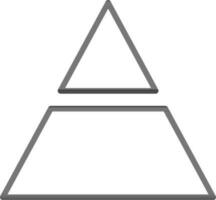 Line art Two part pyramid icon in flat style. vector