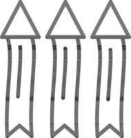 Black line art illustration of Three up arrows icon. vector