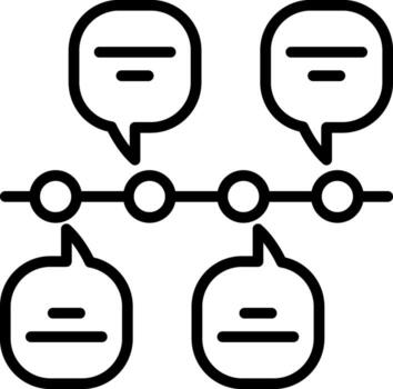 cuatro habla burbuja cronograma icono en Delgado línea Arte. vector